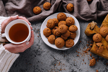 Cozy tea time with homemade cookies