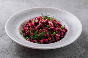 Fresh beetroot salad on modern plate