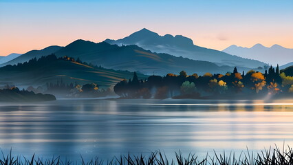 a lake in the morning