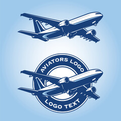 Fully editable logo template with realistinc looking 2D plane vector illustration