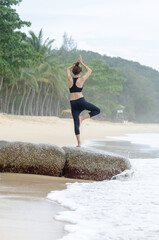 Lifestyle woman yoga exercise and pose for healthy life.Fitness and healthy lifestyle.