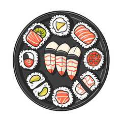 Sushi plate, vector