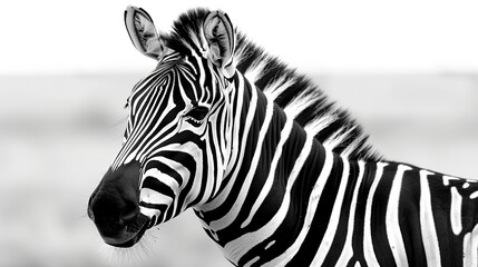 Zebra Equus burchelli stripes pattern black and white. Generative Ai