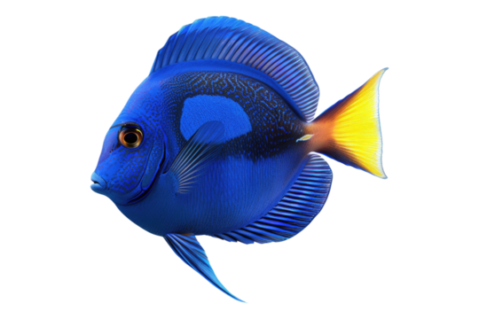 Blue tang fish isolated on white background