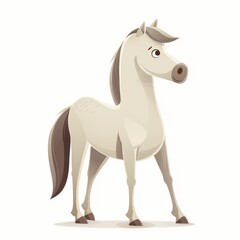 Elegant 2D illustration of a white horse standing calmly. Beautiful and serene.