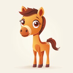 Fototapeta premium Adorable 2D illustration of a horse with a curious expression. Cute and whimsical.