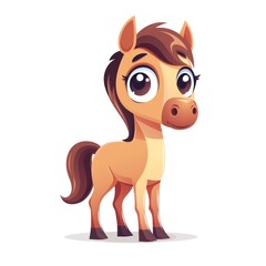 Fototapeta premium Adorable 2D illustration of a horse with a curious expression. Cute and whimsical.