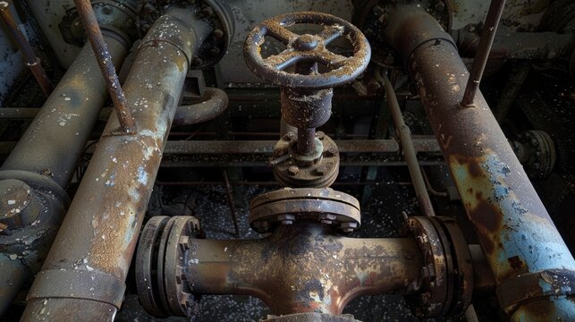 The intricate network of pipes and valves that distribute the furnaces heat throughout the building.