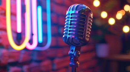 retro microphone on stage
