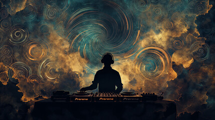 A DJ is mixing music in a club.