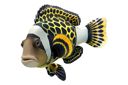 Clown tiger fish isolated on white background