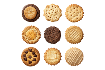 Collection of cookies isolated on white background