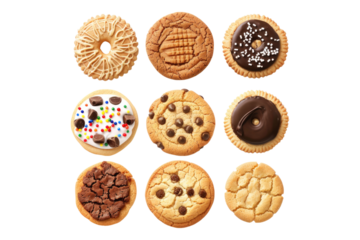Collection of cookies isolated on white background