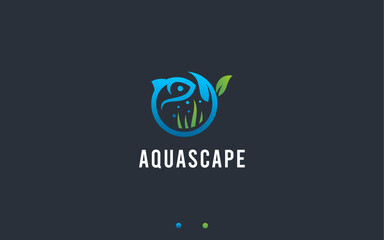Aquaponics logo design vector silhouette illustration