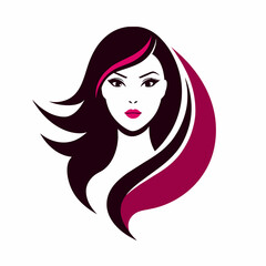 Cosmetics shop logo vector art illustration with woman face