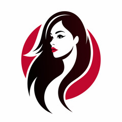 Cosmetics shop logo vector art illustration with woman face