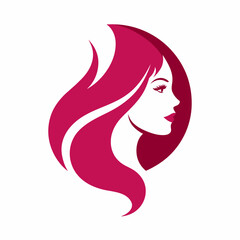 Cosmetics shop logo vector art illustration with woman face