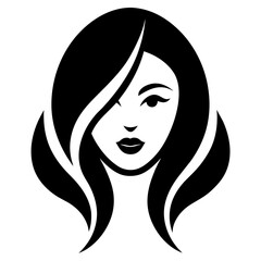 Cosmetics shop logo vector art illustration with woman face