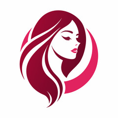 Cosmetics shop logo vector art illustration with woman face