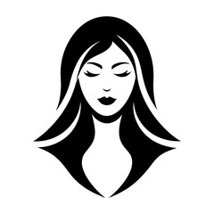 Cosmetics shop logo vector art illustration with woman face