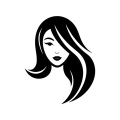 Cosmetics shop logo vector art illustration with woman face