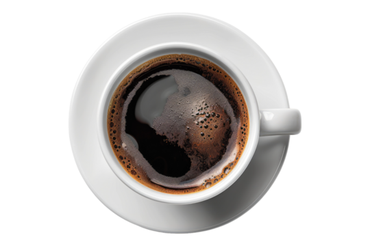 Cup coffee with coffee flash isolated on white background