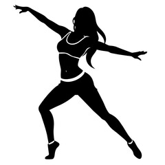 female dancing figure vector silhouette on a white background