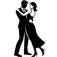 Man hugs woman Romantic moment vector silhouette