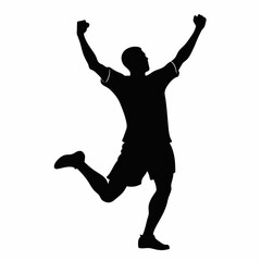 Soccer player celebrate the winning moment vector silhouette