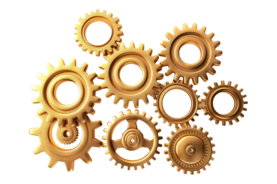 Golden gear isolated on white background