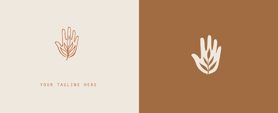 Logotipo para cer&aacute;mica alfarero artesanal naturaleza divertido ameno infantil colorido artesano pintado a mano planta mano flor