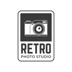 Vintage Camera Photography Vector Label, Logo Template with Retro Typography.
