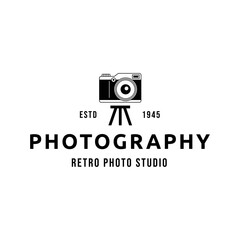 Vintage Camera Photography Vector Label, Logo Template with Retro Typography.