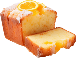 orange pound cake isolated on white or transparent background,transparency 