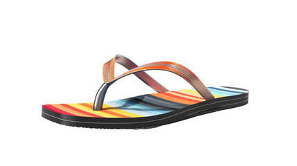 Colorful striped flip flop sandal with a comfortable sole, perfect for casual wear or beach outings. Stylish and practical footwear choice.