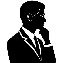 A business man thinking pose vector silhouette white background