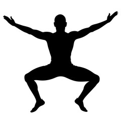 A man stretching the body vector silhouette white background
