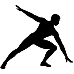 A man stretching the body vector silhouette white background