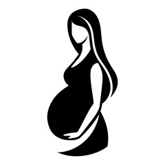 A Pregnant woman vector silhouette black color, white background