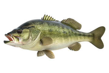 Large mouth bass fish isolated on white background
