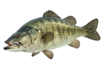 Large mouth bass fish isolated on white background