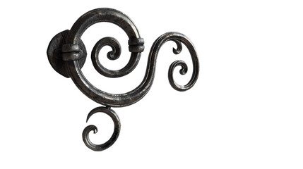 Fototapeta premium Ornate iron scrollwork isolated on transparent background, showcasing intricate, artistic metal craftsmanship perfect for decor and design projects.