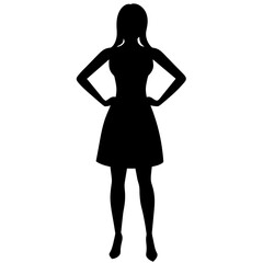 A Slim and sexy woman standing pose vector silhouette, stylish pose, white background