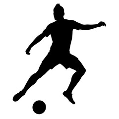 A soccer player kick the ball vector silhouette, white background