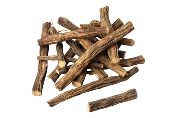 Liquorice roots isolated on white background