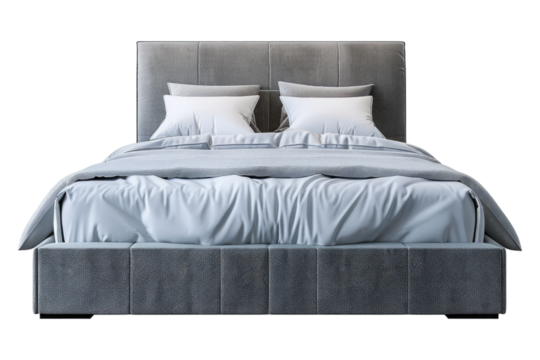 Modern bed king size isolated on white background