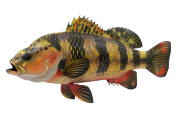 Peacock bass fish isolated on white background