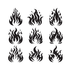Naklejka premium fire flame silhouette icon set ILLUSTRATION 