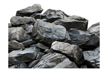 Rocky rugged landscape with stone isolated on white background