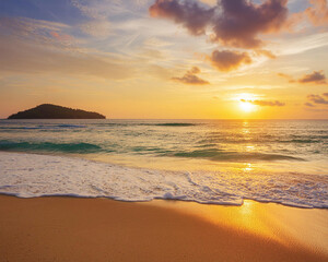 Obraz premium Sunset on a Beautiful Secluded Beach